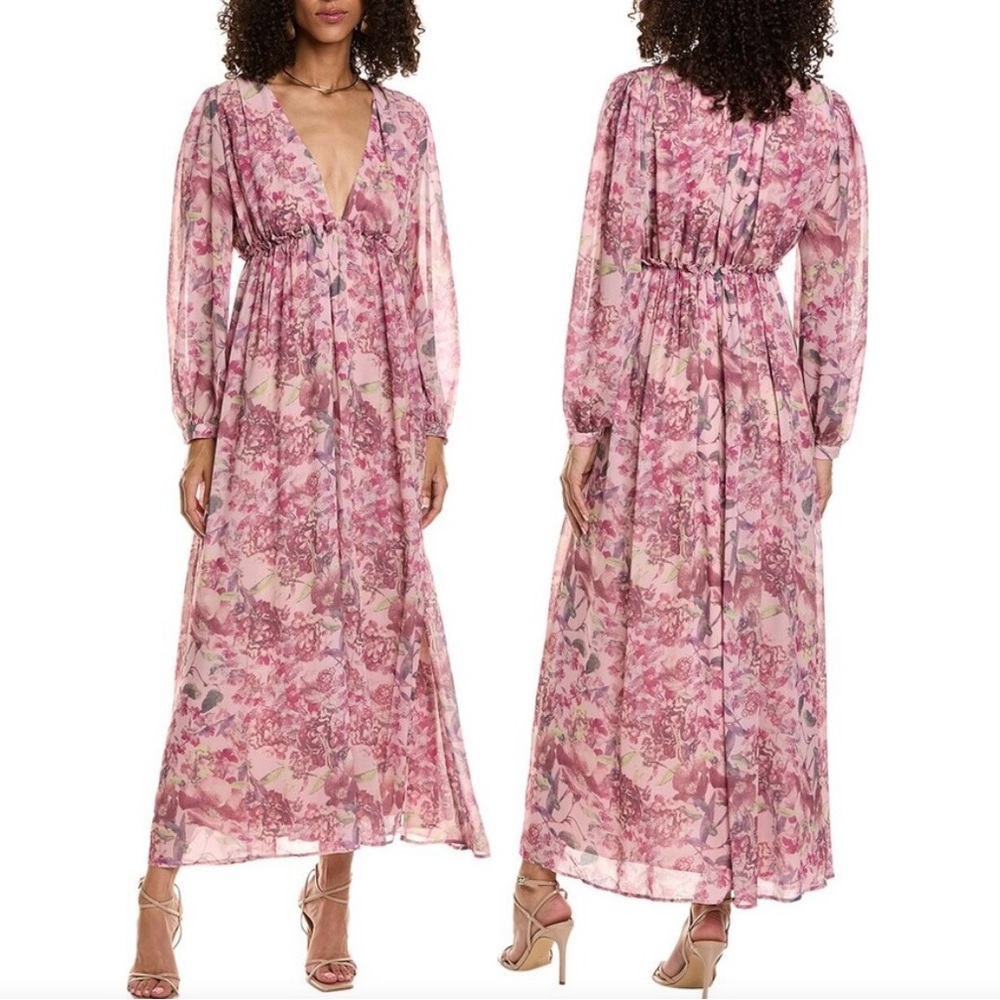 NWT OPT Penelope, Elegant Pink Floral Maxi Dress Sz XS